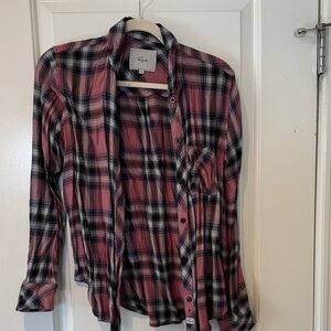 Rails Pink and Black Plaid Shirt